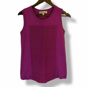Democracy Pink Crochet Lace Sleeveless Top Women’s Medium Boho Cotton Tank